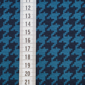 Preview: Bio-Jacquard Baumwolle Hahnentritt petrol (GOTS) - Stoffonkel | Meterware